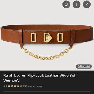 Polo by Ralph Lauren Tan Leather Belt with Gold Chain